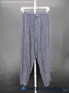 Honors Women's Vintage Navy/Blue Floral Print Loose Trousers SZ M