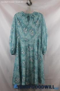 Unbranded Women's Blue/Pink Floral Blouse Sleeve Flare Dress