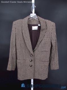 Vintage Dana Buchman Black/Cream Houndstooth Wool Suit Jacket SZ 4P