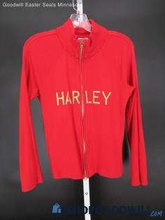 Harley-Davidson Women's Red High Neck Full Double Zip Sweatshirt SZ S