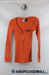 Harley-Davidson Womens Orange Graphic LS Shirt Sz S