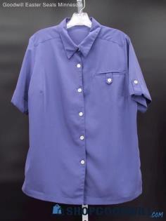 Vintage Travelsmith Women's Lavender Purple Button Up Blouse Custom Size