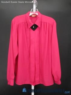 Worthington Women's Vintage Fuchsia Long Sleeve Button-Up Blouse SZ 14