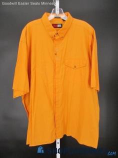 TodaysNews Men's Vintage Mustard Yellow Short Sleeve Button-Up Shirt SZ 2X