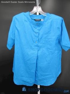 Ashleigh Morgan Women's Vintage Turquoise Short Sleeve Blouse SZ S