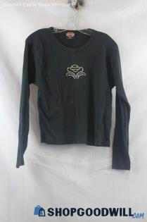 Harley Davidson Women's Black Crop Long Sleeve Shirt SZ L