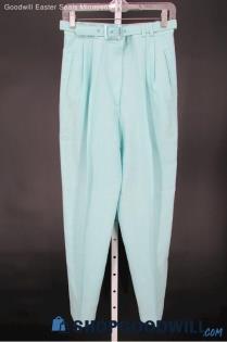 Jaclyn Smith Women's Vintage Teal Blue Belted Pleated Pants SZ 10