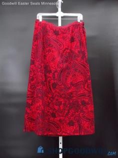 Vintage Breckenridge Women's Red/Purple Paisley Patterned A-Line Skirt Size 16P