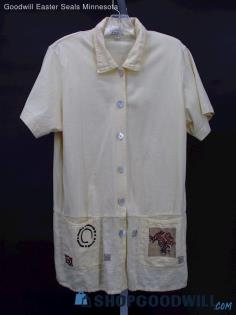 Vintage Focus Women's Vanilla Linen Button Down Tunic Size M