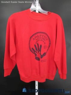 Unbranded Women's Vintage Red Printed Graphic Crewneck Hoodie SZ M