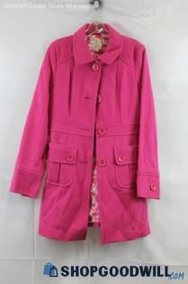 JULLE Womens Pink Overcoat Sz L