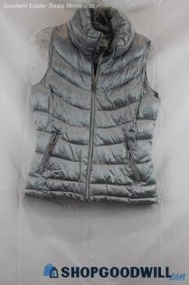 Calvin Klein Women's Metallic Silver Puffer Vest SZ S