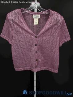 Forever Caroline Petites Women's Vintage Lavender Short Sleeve Cardigan SZ 18P