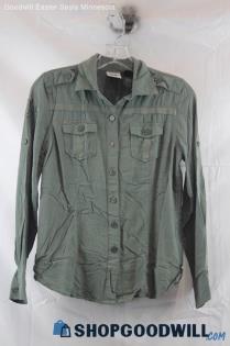 Harley-Davidson Womens Olive Green Button Up Shirt Sz S