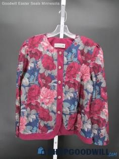 Pablo Collection Women's Vintage Red/Multicolor Floral Button-Up Cardigan SZ 14