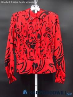 Vintage Diversity Women's Red/Black Satin Patterned Blouse Size 6