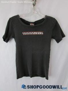 2002 Harley-Davidson St. Croix Women's Racing Checkers Black Baby T-Shirt SZ L