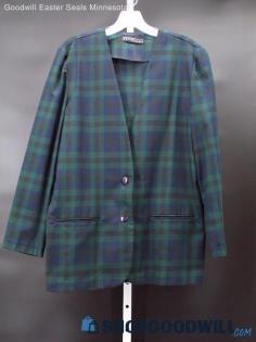 Vintage Braunstyle Women's Blue/Green Cardigan Blazer Size M