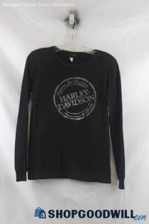 Harley Davidson Women's Black/Silver Gem Logo Sweatshirt SZ M