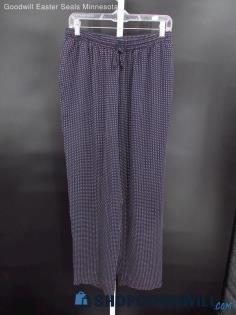 Vintage Field Manor Women's Navy/White Polka Dot Drawstring Pants SZ 10