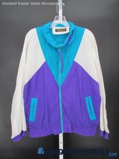 Forteza Men's Vintage Teal/Purple/White Full Zip Windbreaker Jacket SZ L