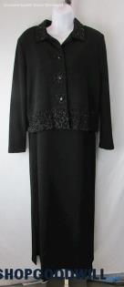 Positive Attitude Women's Black Sparkly Shift 2 Pc Jacket/Dress SZ 14P