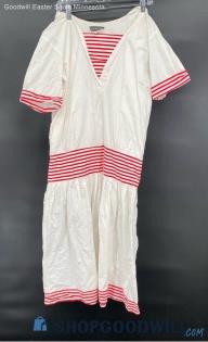 Women's Red & White VGT Cotton Dress by Moonglow