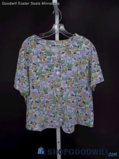 Vintage Blair Women's Multicolor Button-up Short Sleeve SZ XL