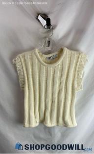 Zara Women's Cream Knit Sweater Shirt - Sz M