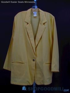 Vintage Bobbie Brooks Women's Flax Yellow Single Breasted Blazer Size M/12-14