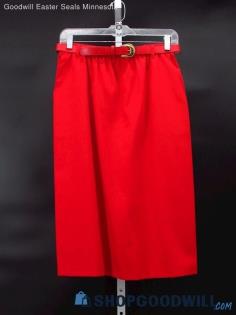 Vintage Alfred Dunner Women's Lipstick Red Belted Pencil Skirt Size 12