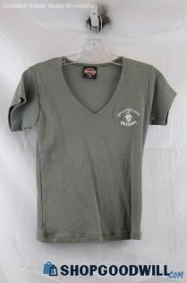 Harley Davidson Women's Gray V-Cut T-Shirt SZ M