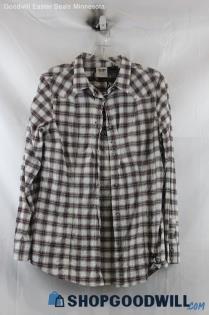 Harley Davidson Women's Brown/Beige Plaid Snap On Shirt SZ M