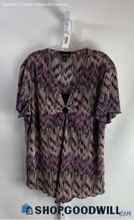 Lane Bryant Women's Purple Zigzag Blouse - Sz 18/20