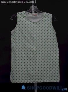 Vintage American Sweetheart Women's White/Lime Polka Dot Tank Top Size S