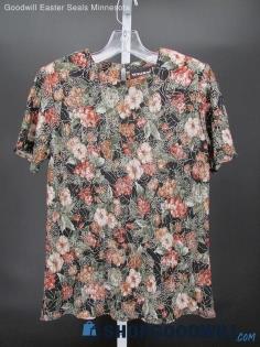 Notations Women's Vtg Multicolor/Silver Floral Textured/Embroidered Blouse SZ P