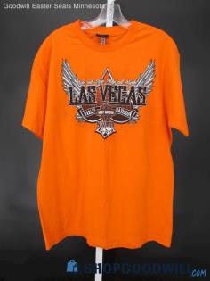 Harley-Davidson Las Vegas Men's Neon Orange Short Sleeve T-Shirt SZ L