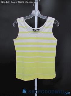 Vintage Jack Winter Women's Yellow/White Stripe Tank Top Shirt SZ XS