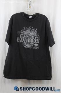 Harley Davidson Men's Black/Gray Logo Graphic T-Shirt SZ XL