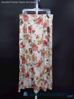 Vintage Next Generation Women's Cream Floral Print Midi Skirt SZ XL