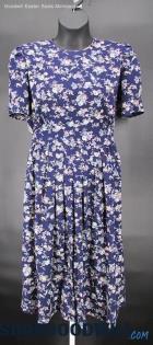 Special Effects Women's Vintage Navy Floral Print A-Line Pleated Dress SZ 12P