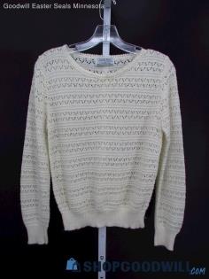 Vintage Cuddle Knit Women's Cream Knit Acrylic Sweater SZ XS