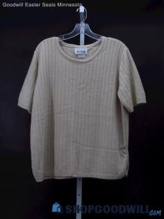 Vintage Two Twenty Women's Cream Knit Ribbed Blouse Size XL