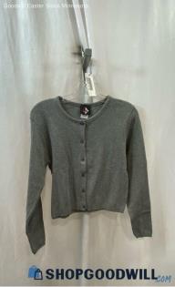 No Boundaries Women's VTG Gray Button Up Lightweight Sweater - Sz S