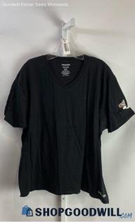 True Religion Men's Black/Silver Foil Sleeve Logo Graphic V Neck T-Shirt - Sz XL