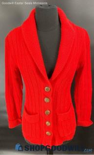 Helen Harper Women's Bright Red Button Front sweater