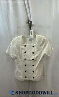 Petite Sophisticate Women's VTG White Double Breasted Short Sleeve Shirt - Sz 2P