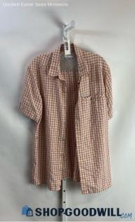 Columbia Men's Orange Plaid Lightweight Tech Button Up - Sz L