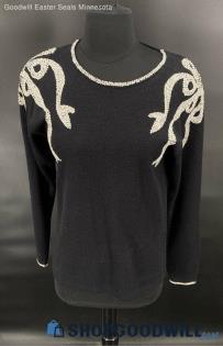 Regency Collection for Joyce Women's Black & Sequin SL Sweater - Sz S