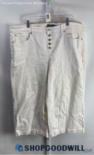 Torrid Women's White High Rise Button Fly Wide Leg Capri Jean - Sz 22